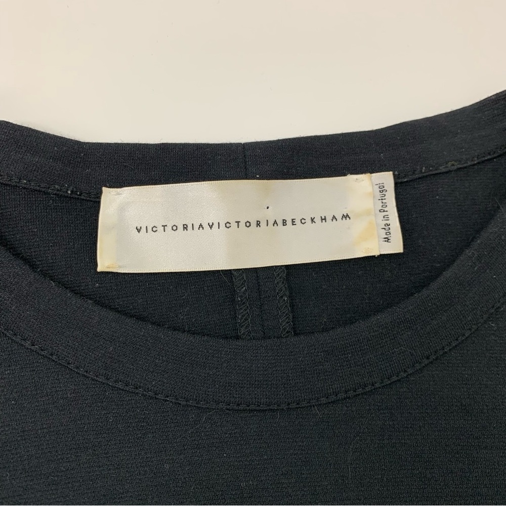 Victoria Victoria Beckham Dress Black Jersey Faux Wrap Tie Front Sz Medium VVB - Picture 6 of 11